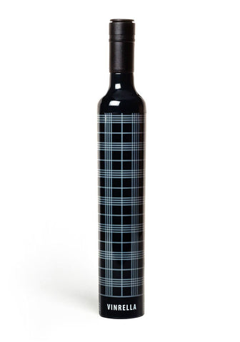 Black Plaid Wine Bottle Umbrella