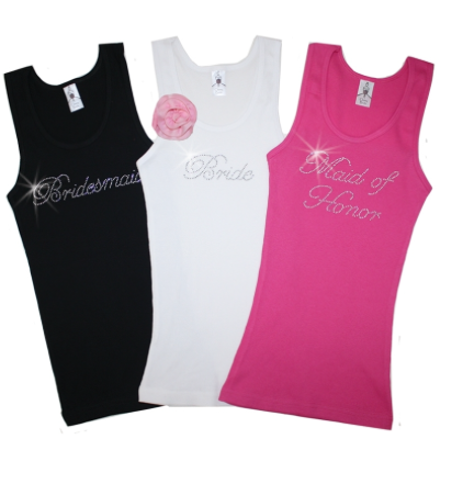 * bride * bridesmaid * maid of honour * crystal tank tops