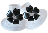 Clean Heels Clear Heel Protector - with White or Black Flowers
