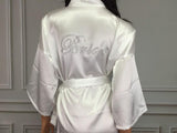bride / bridesmaid robes white with rhinestone bride on back