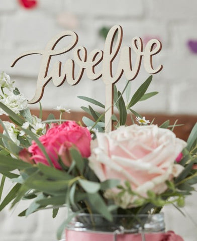 Wooden Table Number 1 - 12 for your Wedding or Events